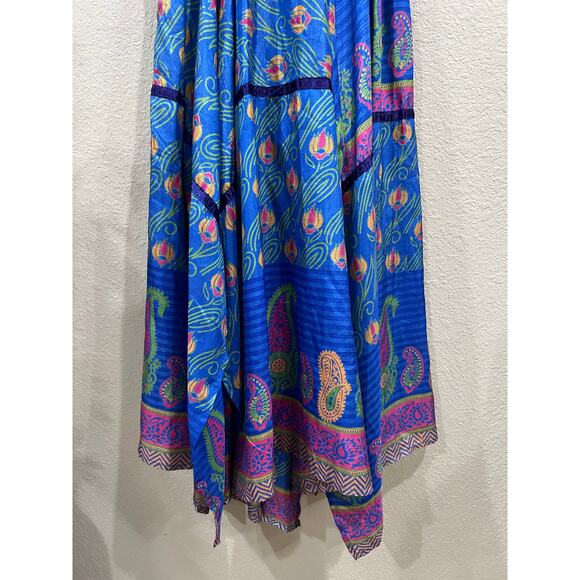 Belma Royal Blue Smocked Flowy Sleeveless Plus One Size Summer Dress - Picture 3 of 5